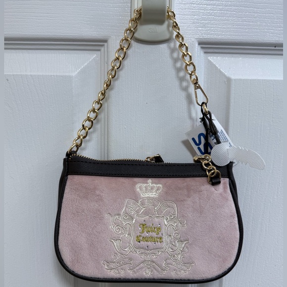 NWT Juicy Couture “Juicy For All” Wristlet in Dusty Blush (Pink) and Chocolate - Picture 1 of 6